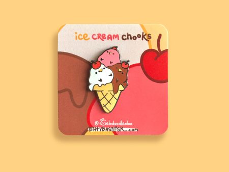 Ice Cream Chook Sundae Enamel Pin Sale